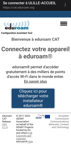 interface du site eduroam CAT