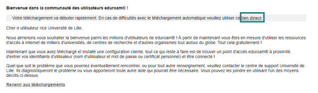 eduroam telechargement terminé univ lille