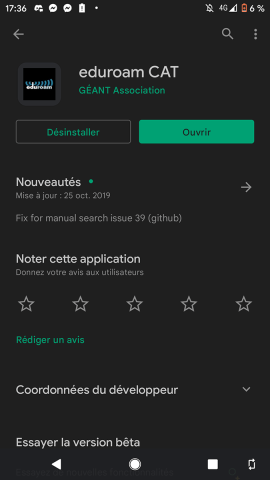 eduroam CAT dans le playstore